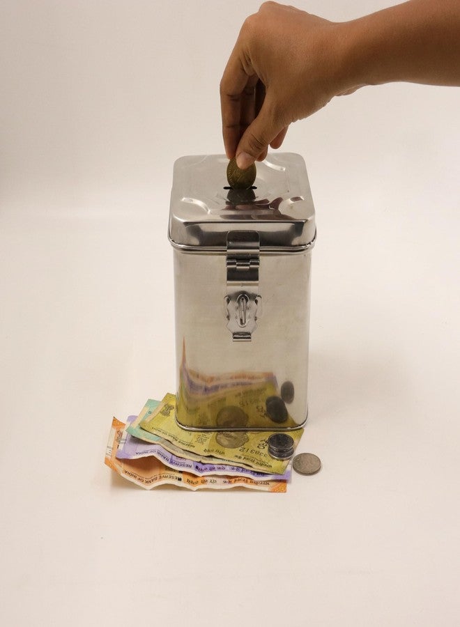 Spillbox حصالة نقود تقليدية مصنوعة يدويًا من الفولاذ المقاوم للصدأ من Spillbox | صندوق نقود | حصالة عملات معدنية | وعاء نقود | صندوق لجمع العملات المعدنية | خزنة عملات | موفر بنسات - حصالة نقود من الفولاذ المقاوم للصدأ (كبيرة) - Image 3